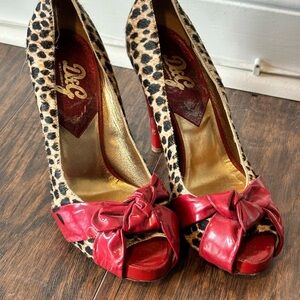 D&G Leopard Print Heels with Red Bow